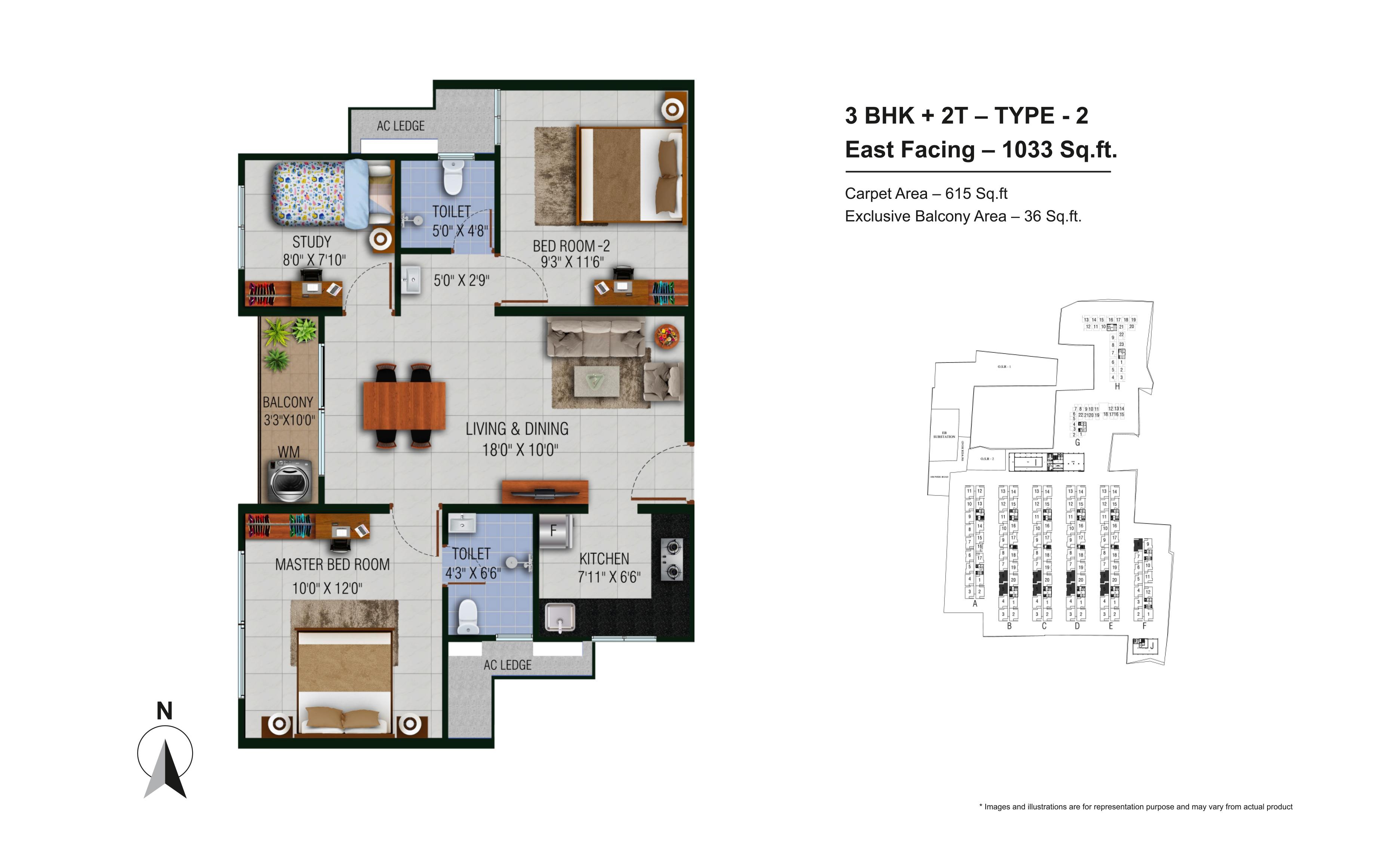 3BHK LUXURY – NORTH FACING